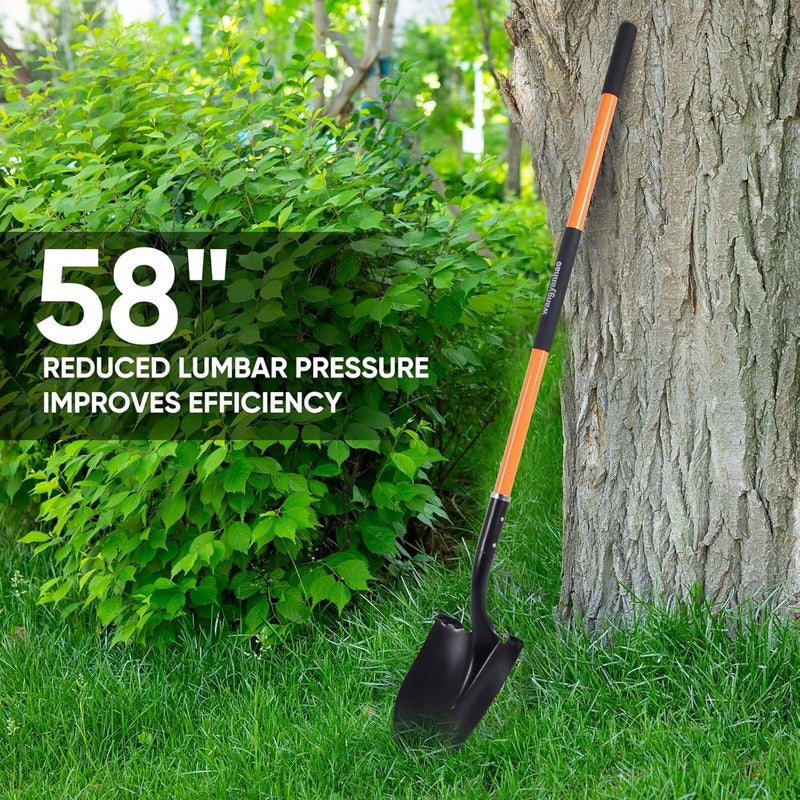 wangyanhao Heavy Duty Garden Shovel, 58-Inch Long Handle, Steel Head with Orange Fiberglass Handle - Image 4